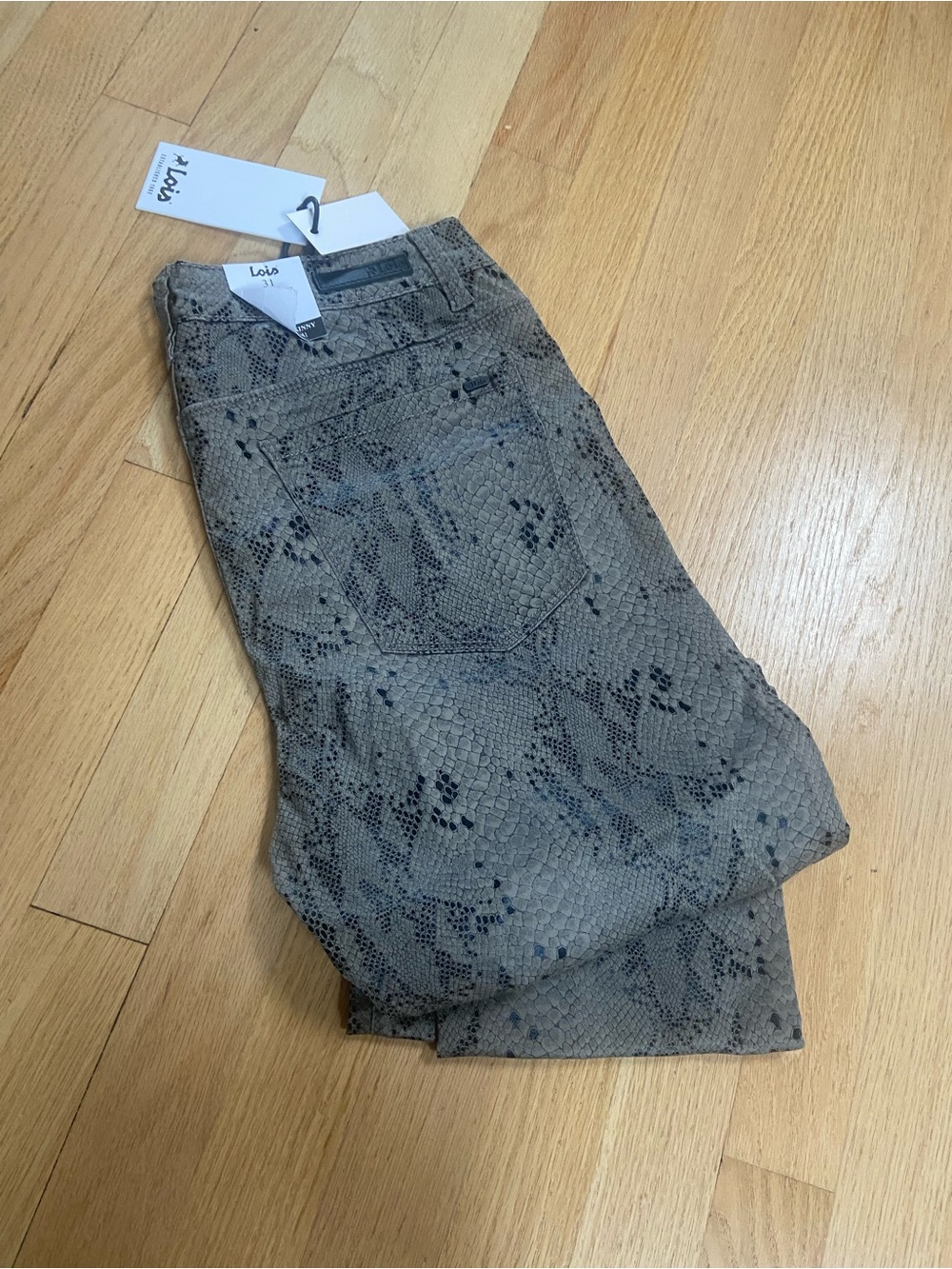 LOIS Jeans Womens 31 Mid-High Skinny Tan Brown Thin Snake Print NEW NWT
